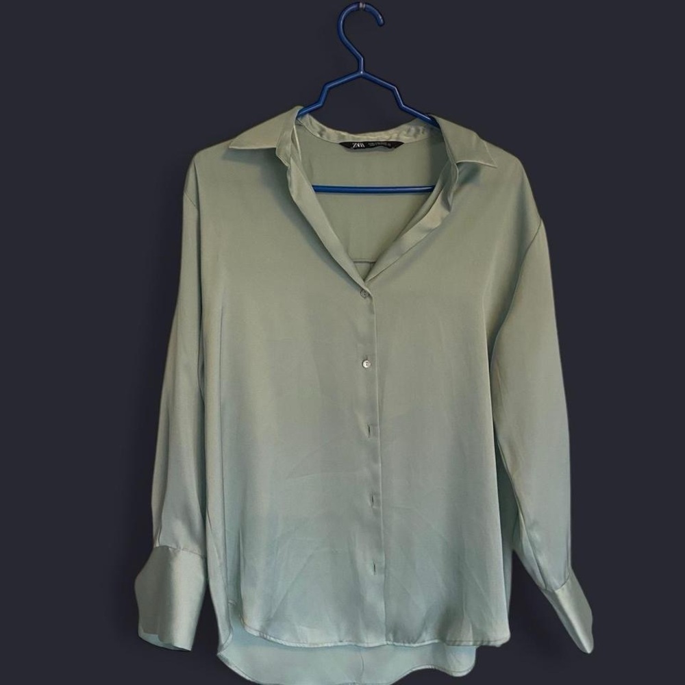 Women's Sage Green Button-Up Blouse